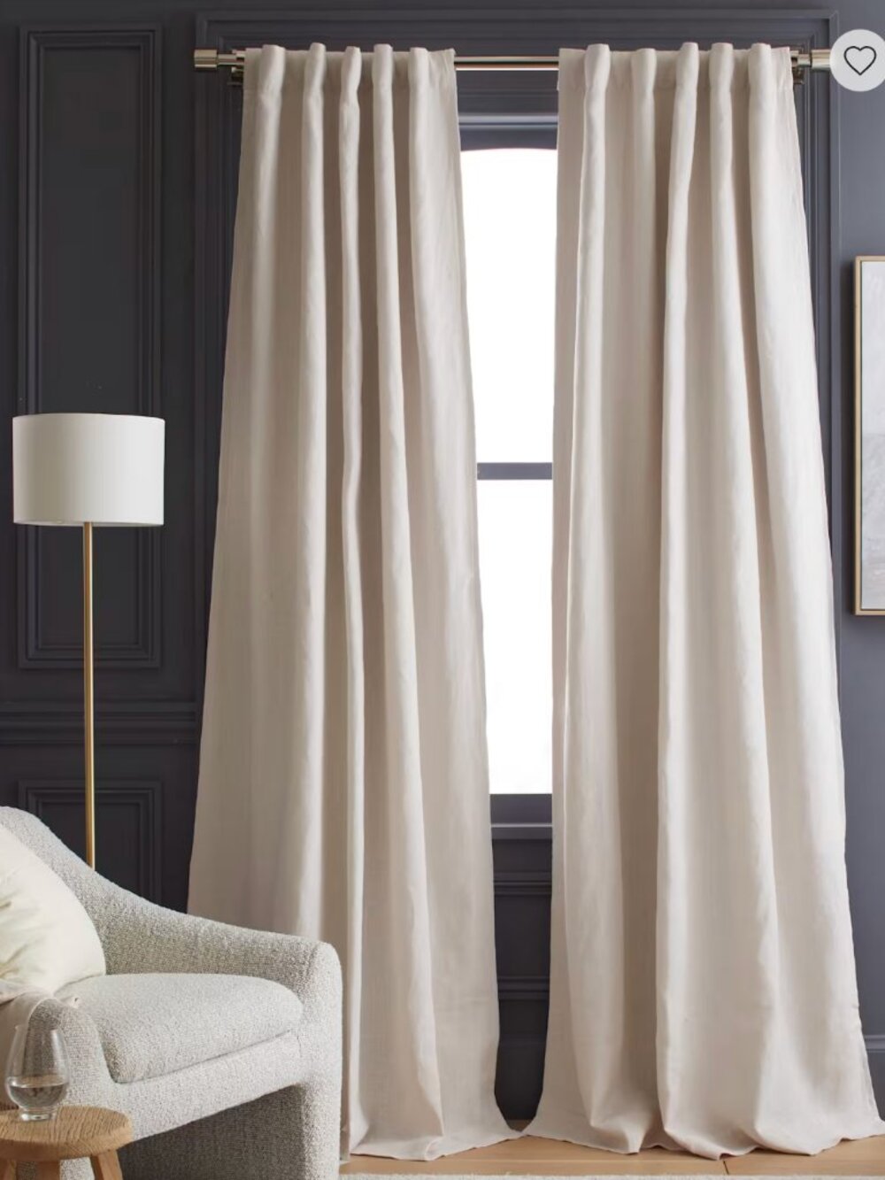 Quince Organic Linen Blackout Curtain in Vintage Blush -NWT